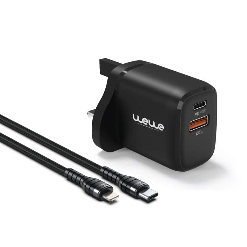 20W Fast Charger with Lightning & Type-C Cable