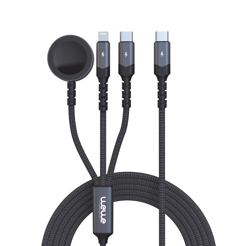 3-in-1 Apple Watch & Lightning & Type-C Charger Cable, 75W
