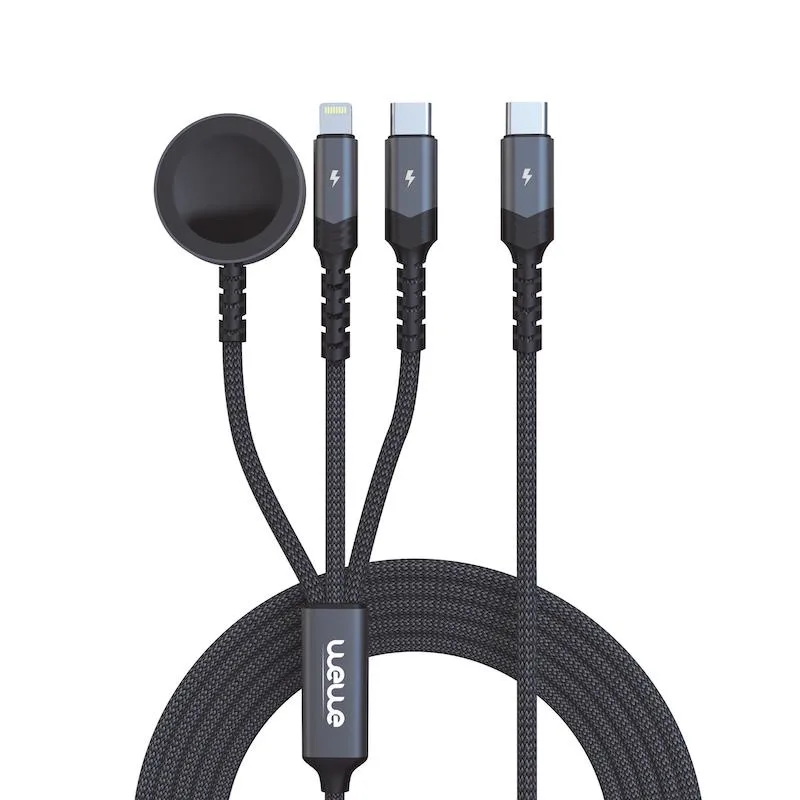 3-in-1 Apple Watch & Lightning & Type-C Charger Cable, 75W