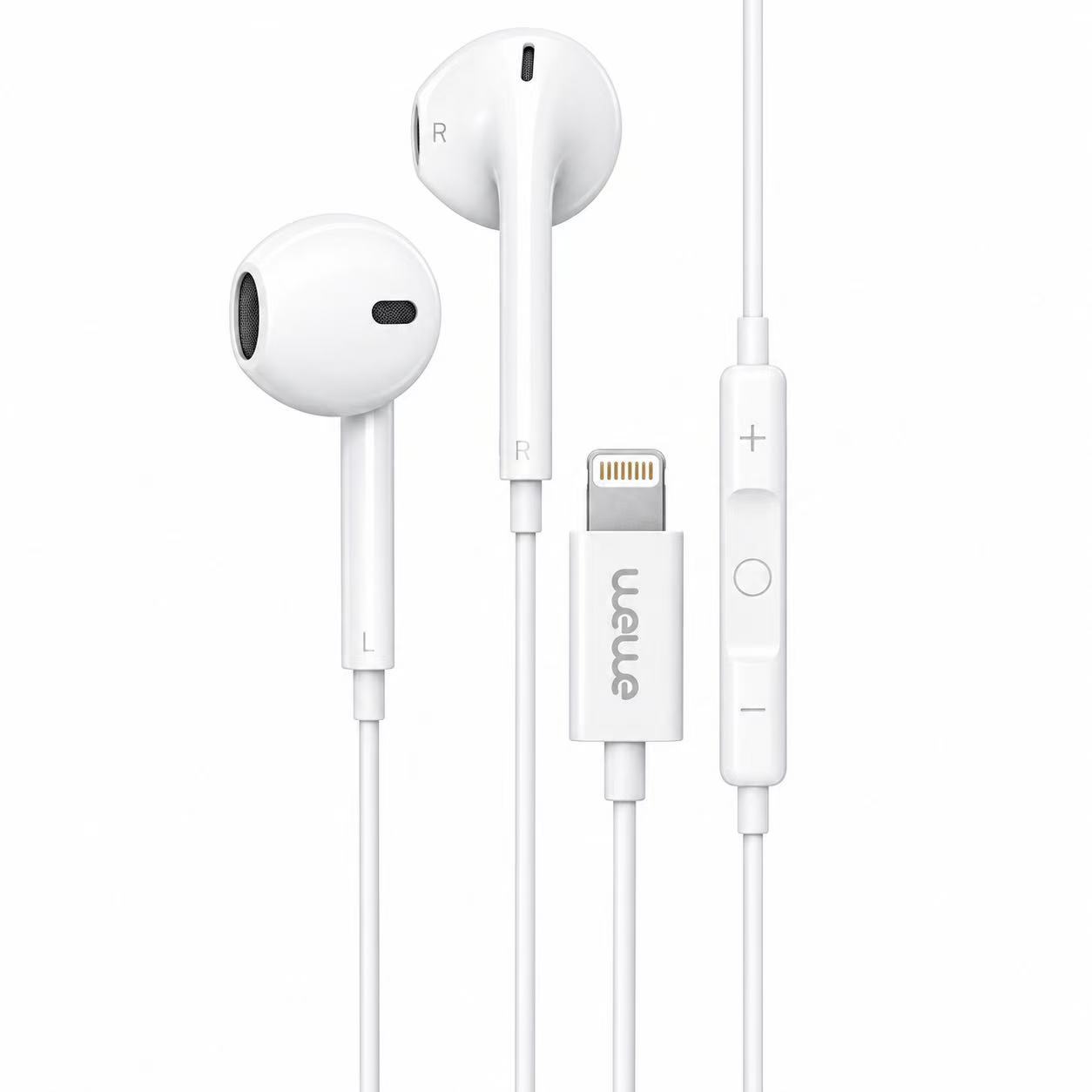 Dual Stereo Headphones (LIGHTNING) White