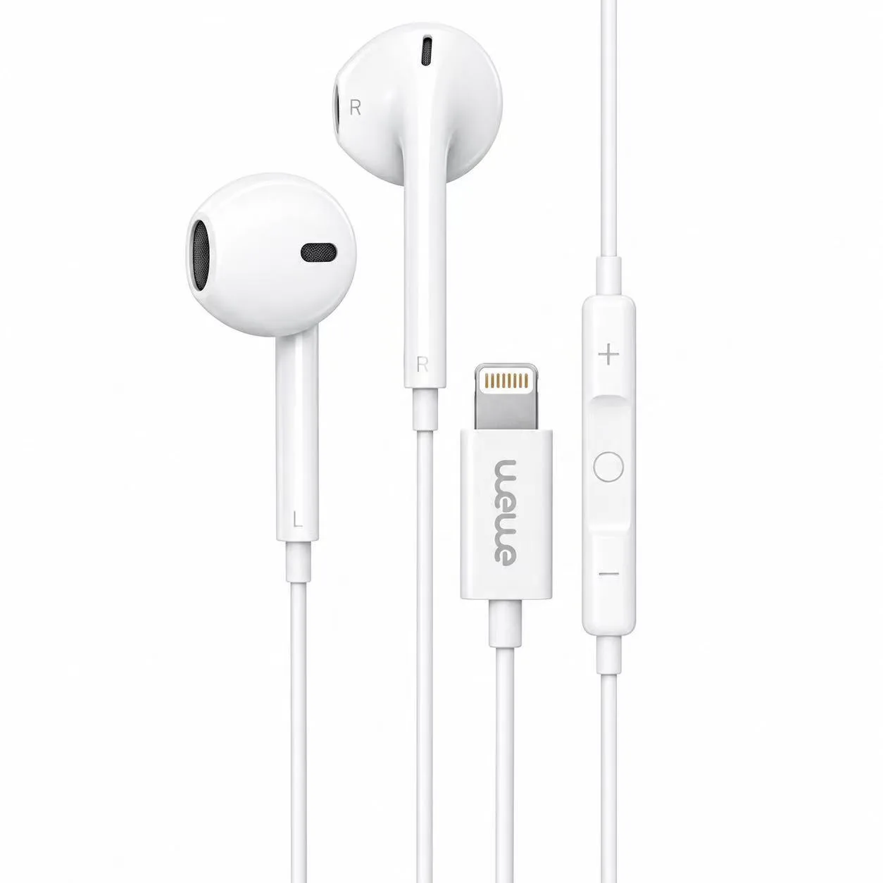 Dual Stereo Headphones (LIGHTNING) White