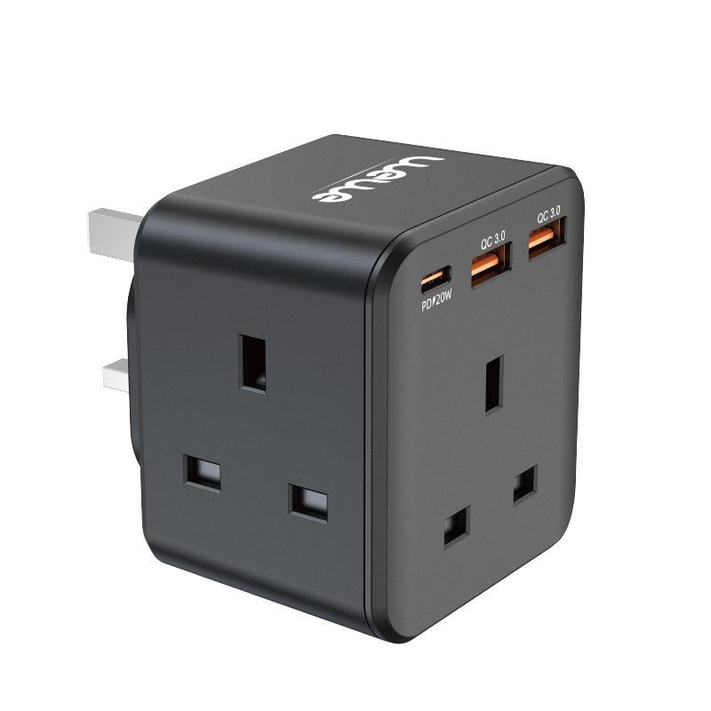 20W 3-Port Wall Charger - Black