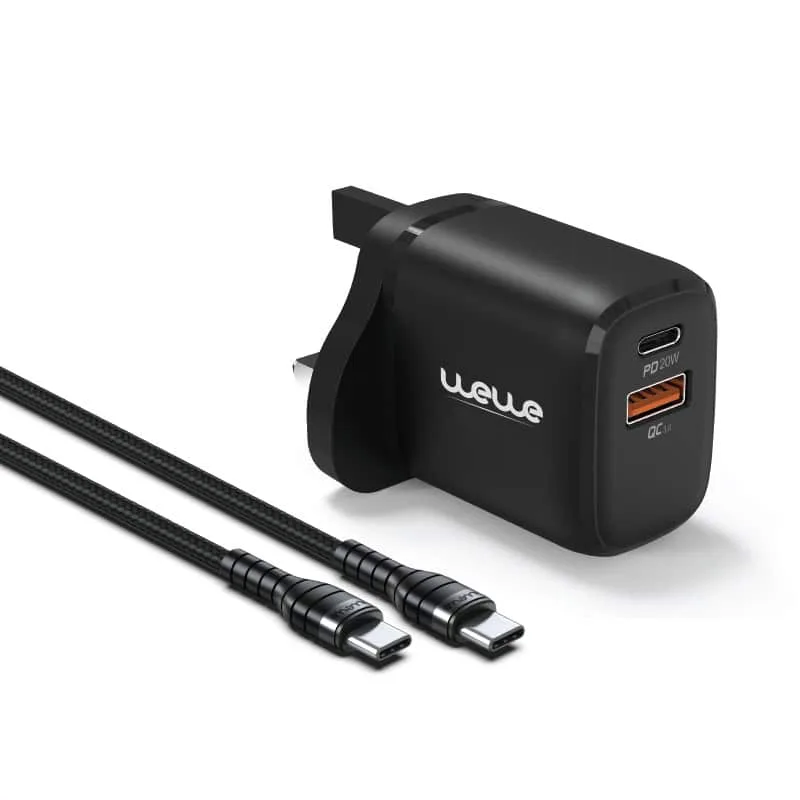 20W Fast Charger with Type-C & Type-C Cable
