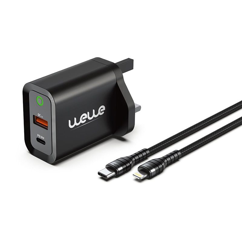 30W fast charger with Lightning & Type-C cable