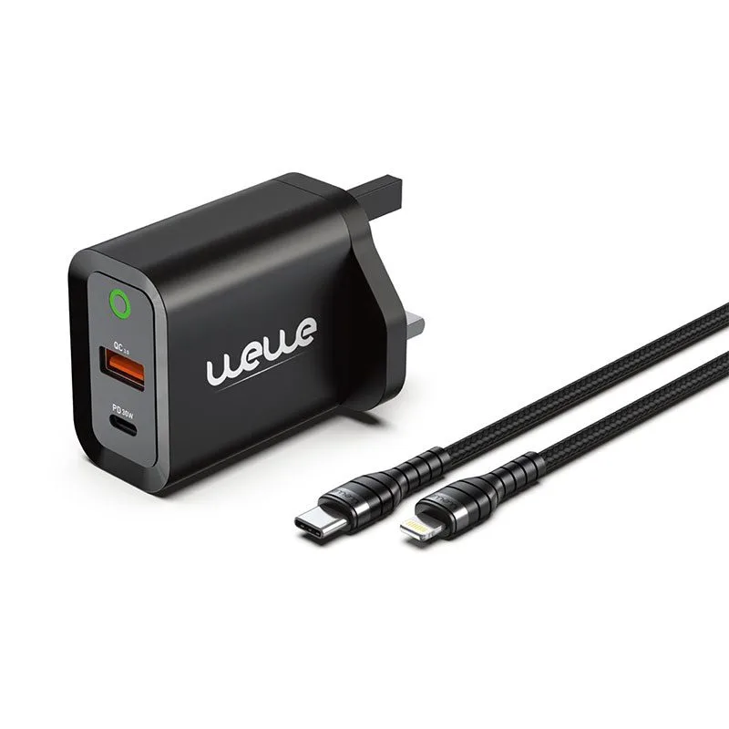 30W fast charger with Lightning & Type-C cable